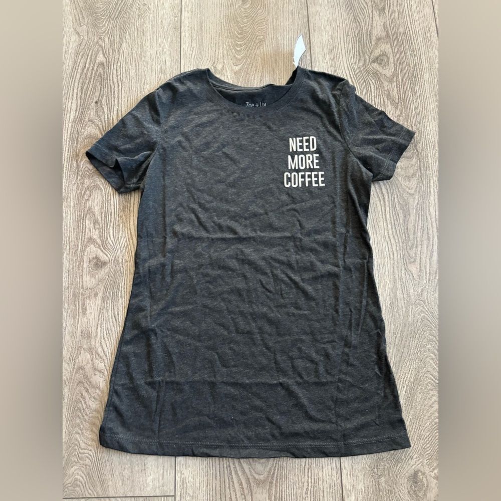 Zoe+ Liv Black Graphic Tee - Need More Coffee